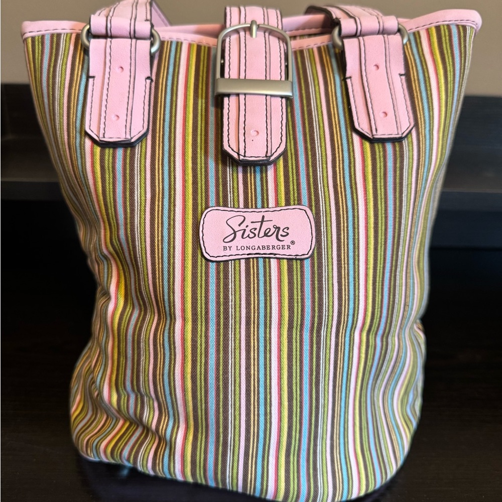 Striped Pink and Brown Tote Bag